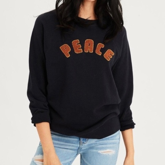 American Eagle Outfitters Tops - American Eagle Ahh-Mazingly Soft Peace Graphic Crewneck Sweatshirt Size S